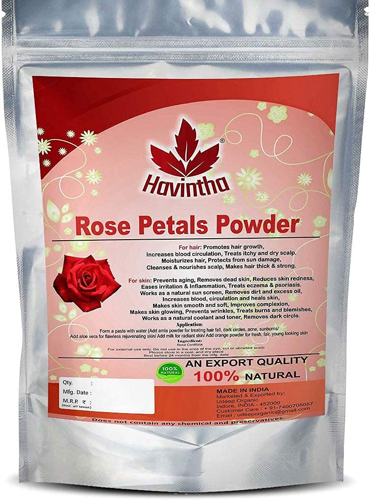 Havintha Natural Face Pack for Healthy and Glowing Skin Combo Pack of Multani Mitti, Sandal Wood, Orange Peel, Rose Petal, Amba Haldi Powder (Each 50gm) - Image 4