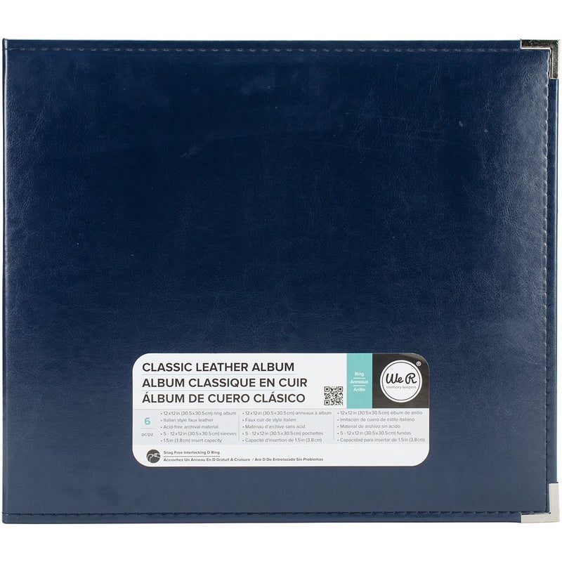 We R Memory Keepers 12x12 Photo Album Navy Blue Protect Memories Photos Acidfree Faux Leather Snagfree Rings Includes 5 Page Protectors Scrapbooking