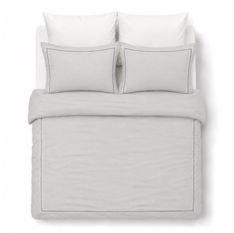 HOMETOPIA Luxury Hotel Style Embroidered Quilted Comforter Set 6 Pieces, Elegant Picture Frame Design, Soft Breathable Bedding Set, King Size, All Season - Image 2