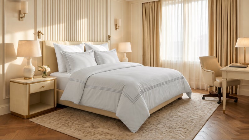 HOMETOPIA Luxury Hotel Style Embroidered Quilted Comforter Set 6 Pieces, Elegant Picture Frame Design, Soft Breathable Bedding Set, King Size, All Season - Image 5