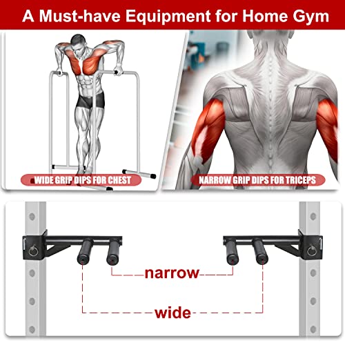 SYL Fitness Dip Bar Attachments for 2" x 2" or 3" x 3" Power Rack - Narrow & Wide Dips Double Handles (Patent Pending) (For 2" x 2" Rack) - Image 2