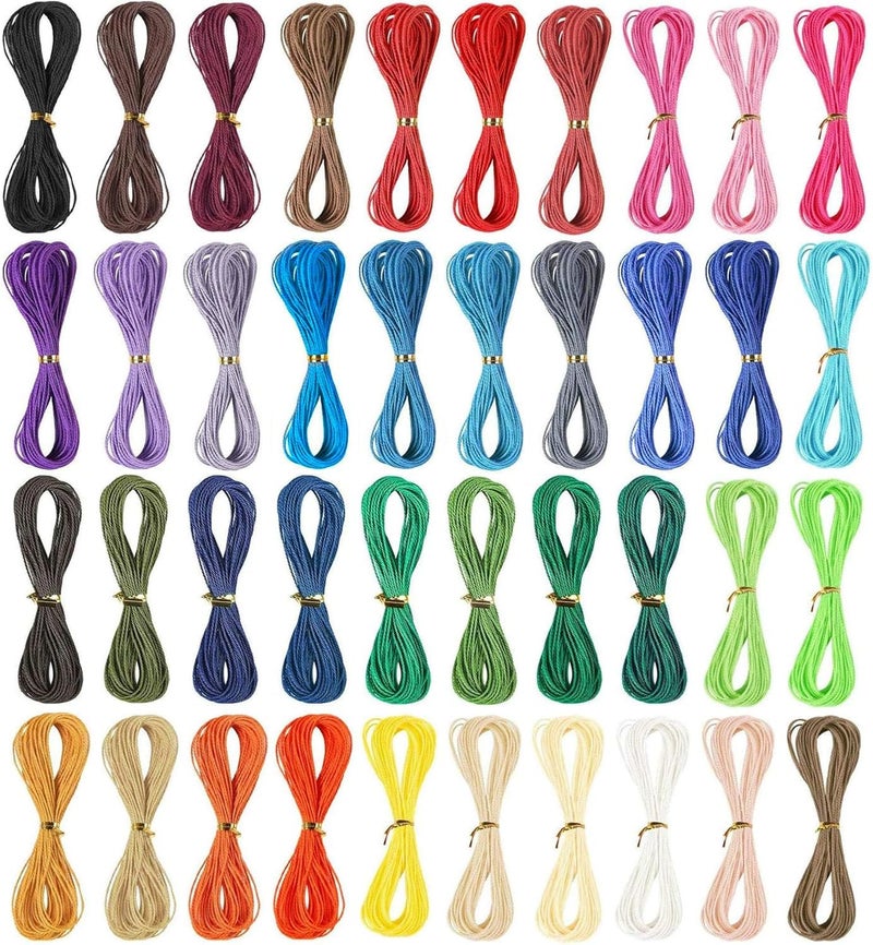 400M 40 Colors Waxed Polyester Cord 1mm Polyester Cord Waxed String for Bracelet Making Waxed Thread for DIY Jewelry Making Bracelet String Bracelet Cord Jewelry Cord