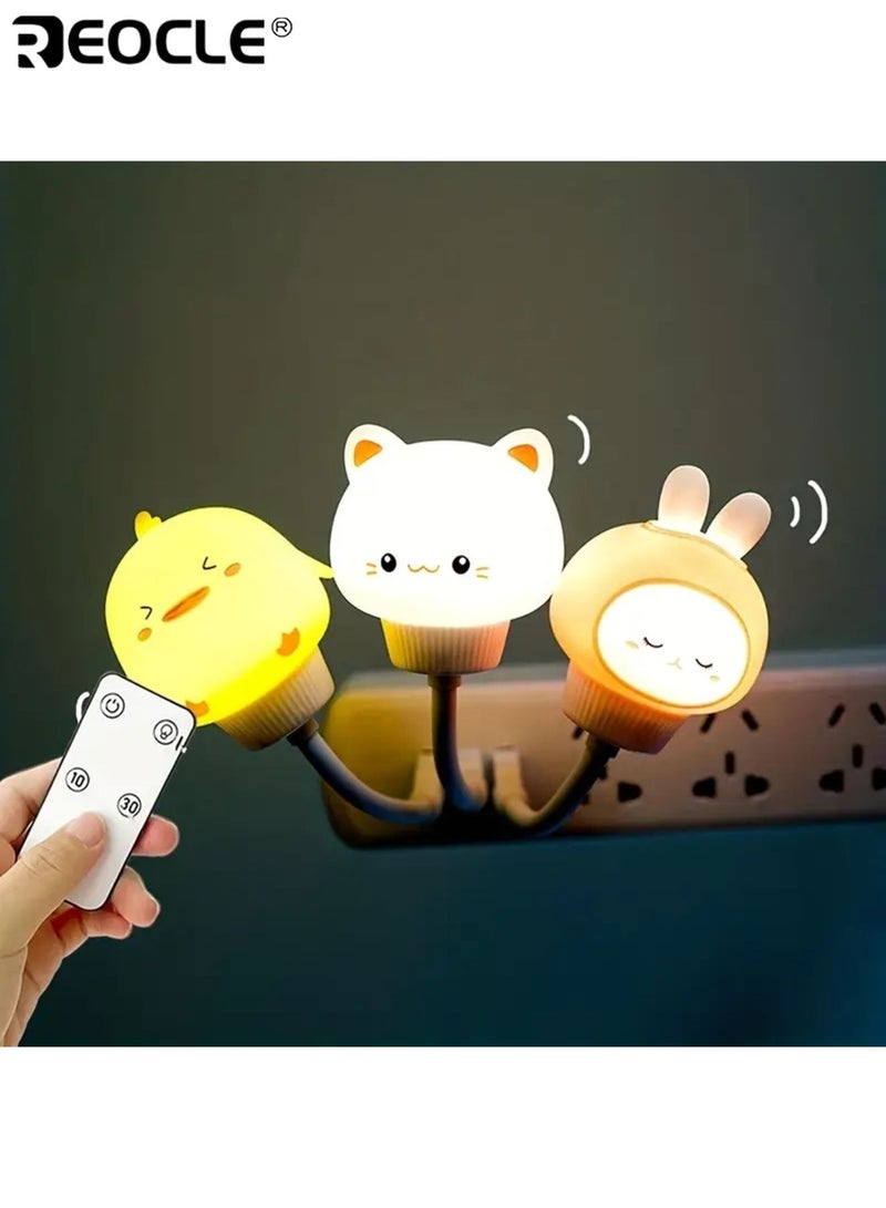 ريوكل ضوء ليلي USB ٣ مستويات مع جهاز تحكم عن بعد قابل للبرمجة ومحمول صغير ٢ قطعة إضاءة لطيفة زخارف حماية للعين مناسبة للحفلات الداخلية غرفة النوم جانب السرير - Image 5