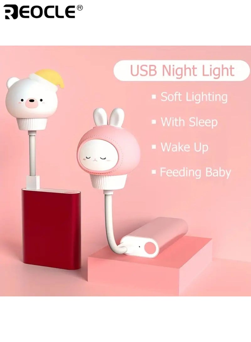 ريوكل ضوء ليلي USB ٣ مستويات مع جهاز تحكم عن بعد قابل للبرمجة ومحمول صغير ٢ قطعة إضاءة لطيفة زخارف حماية للعين مناسبة للحفلات الداخلية غرفة النوم جانب السرير - Image 1