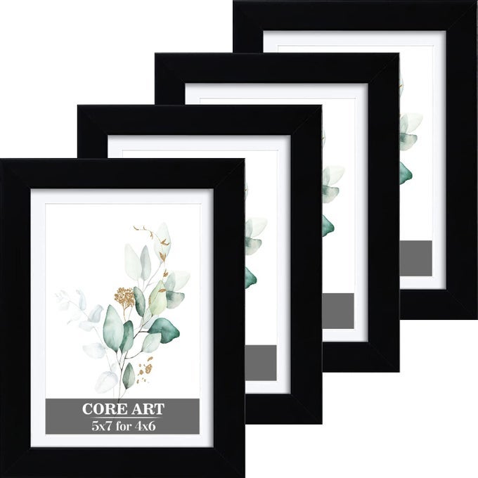 5x7 Black Picture Frame Set of 4Display Pictures 4x6 with Mat or 5 x 7 without MatMulti Photo Frames Collage for Wall or Tabletop Display