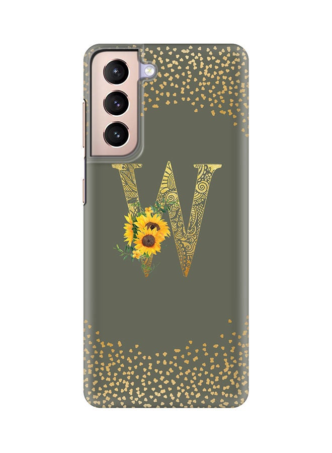 Stylizedd Monogram Slim Cover for Samsung Galaxy S21 Plus 5G Case Custom Initials Letter Floral Pattern Snap Series Mobile Cover Matte Alphabet  - W (Olive Green) - Image 1