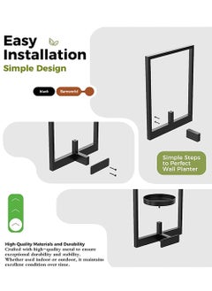 LENND Planters for Indoor Plants Metal Wall Plant Holder Plant Hanger Wall Decor Wall-Mounted Wall Hanging Planters Outdoor Plant Rack Black  - Image 5