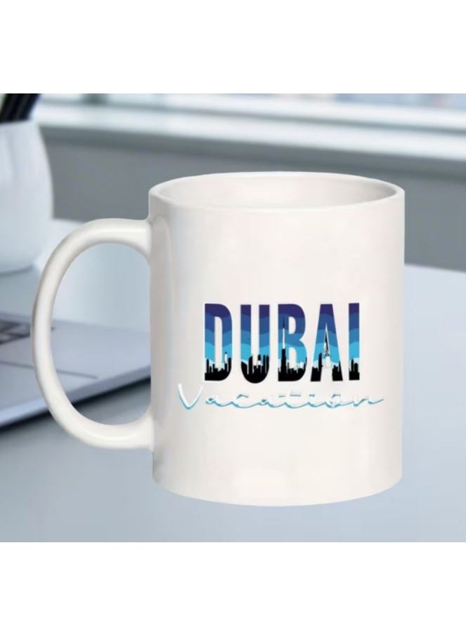 راين كوب سيراميك بتصميم دبي وغروب الشمس الصحراوي، أبيض - Image 1