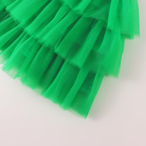 Noomelfish Little Girls Layered Tutu Skirt Ruffle Tiered Tulle Party Dance Skirts, Green, Size 7-8 Years - Image 5