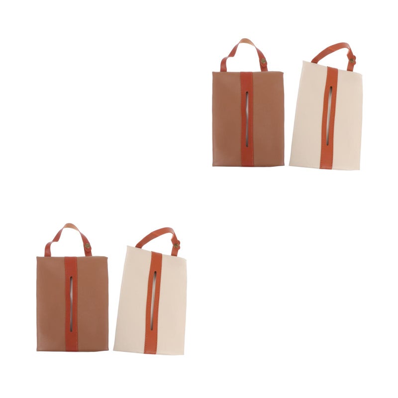4 PCS Car Tissue Holder Case Hanging Car Tissue Holder Portable Tissue Bag Simple Car Tissue Container for Office - Image 1