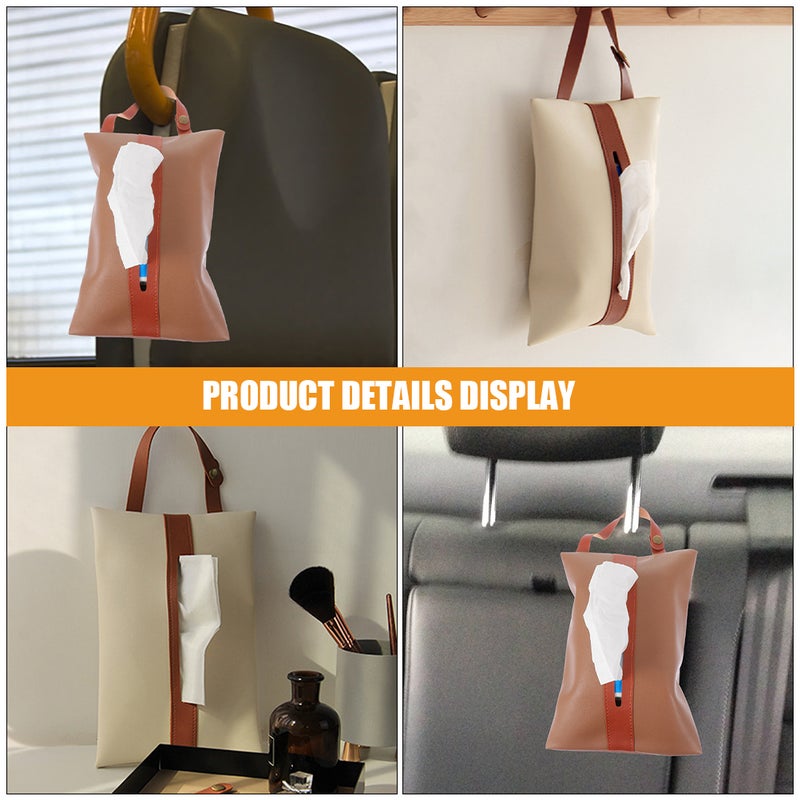 4 PCS Car Tissue Holder Case Hanging Car Tissue Holder Portable Tissue Bag Simple Car Tissue Container for Office - Image 5
