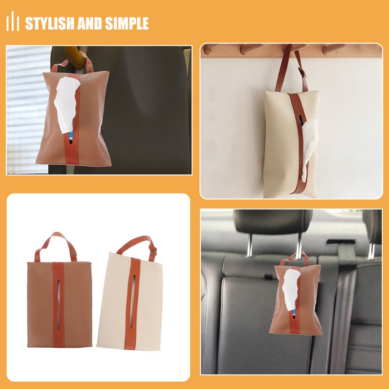 4 PCS Car Tissue Holder Case Hanging Car Tissue Holder Portable Tissue Bag Simple Car Tissue Container for Office - Image 2