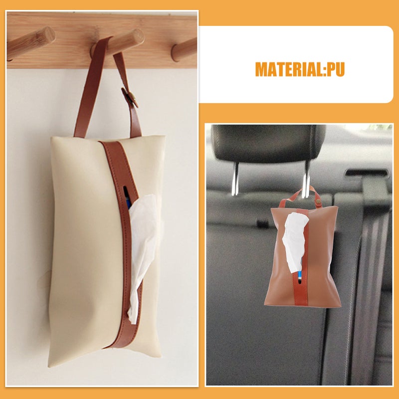 4 PCS Car Tissue Holder Case Hanging Car Tissue Holder Portable Tissue Bag Simple Car Tissue Container for Office - Image 4