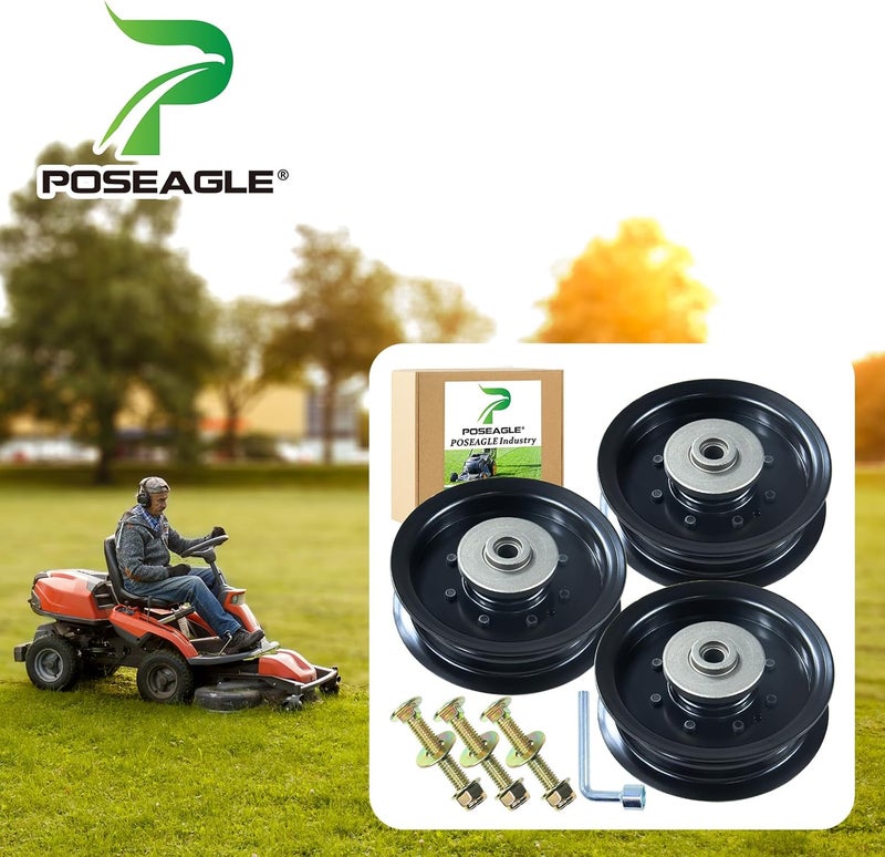 POSEAGLE 3 Pack 532196104 Husqvarna Idler Pulley Replaces Husqvarna 532196104 532197380 Husqvarna Idler Pulley 196104 197380 for Husqvarna RZ5424 Z254f YTH24v48 Z248f YTH2348 LGT2654 RZ4623 Lawn Decks - Image 2