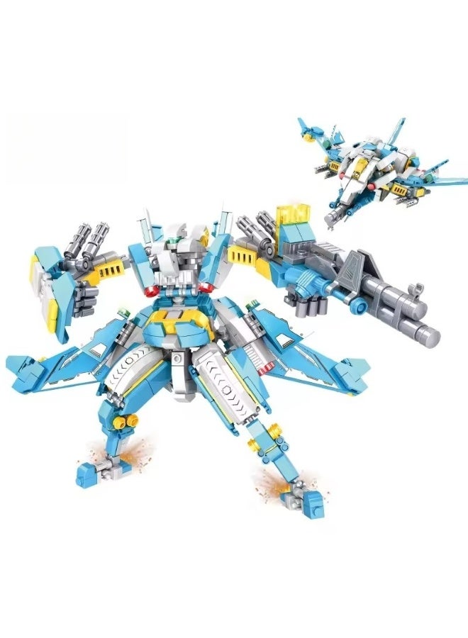 ووما مجموعة بناء قابلة للتحويل 2 في 1 (روبوت ميكانيكي وطائرة مقاتلة)، لعبة مكعبات بناء تعليمية (STEM) مكونة من 549 قطعة مع قاعدة عرض، مناسبة للأطفال من عمر 6 سنوات فما فوق. - Image 1