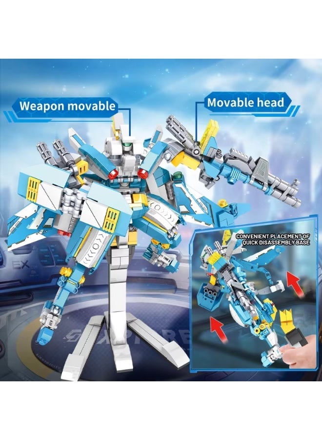 ووما مجموعة بناء قابلة للتحويل 2 في 1 (روبوت ميكانيكي وطائرة مقاتلة)، لعبة مكعبات بناء تعليمية (STEM) مكونة من 549 قطعة مع قاعدة عرض، مناسبة للأطفال من عمر 6 سنوات فما فوق. - Image 5