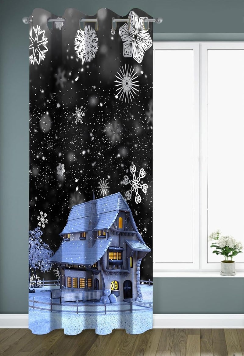 OnlyOne1 Merry Christmas Curtain | LongCrush/Polyester Decorative Window & Door Drape | Festive, Party Decoration Curtain for Living Room, Bedroom, Kids Room & Home Decor | Size 5ft_03 | Single Piece - Image 1