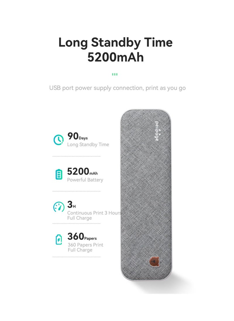 PeriPage - A4 Paper Printer Direct Thermal Transfer Wirless Printer Mobile 210mm Mini Mobile Photo Printer USB BT Connection with 1 Roll Thermal Paper - Image 1