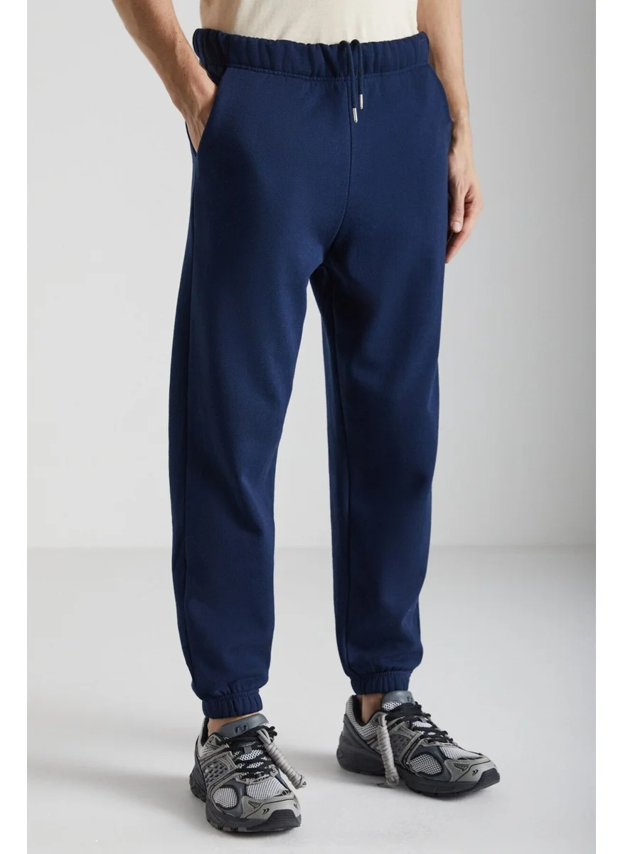 GRIMELANGE Burnham Men's Regular Fit Relaxed Cut Elastic Leg Navy Blue Sweatpants