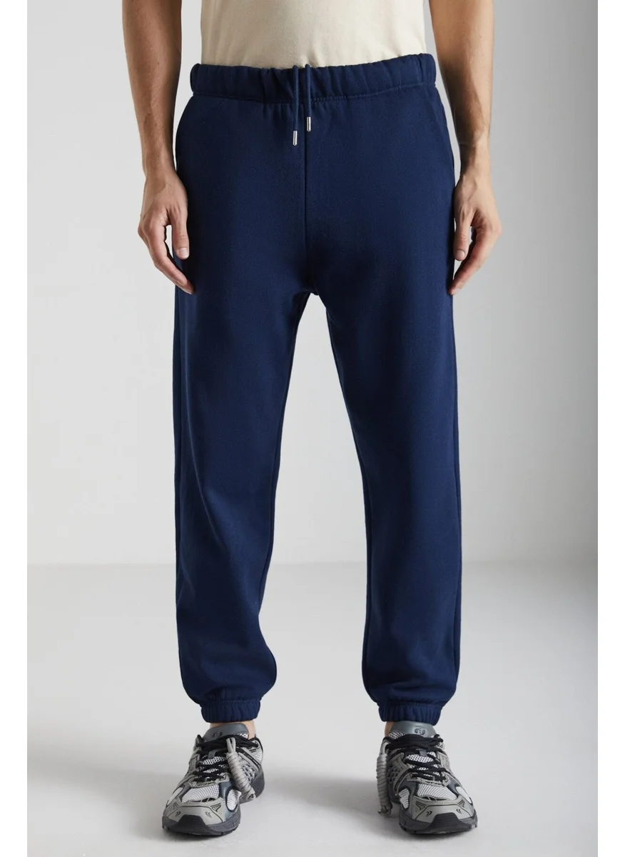 GRIMELANGE Burnham Men's Regular Fit Relaxed Cut Elastic Leg Navy Blue Sweatpants