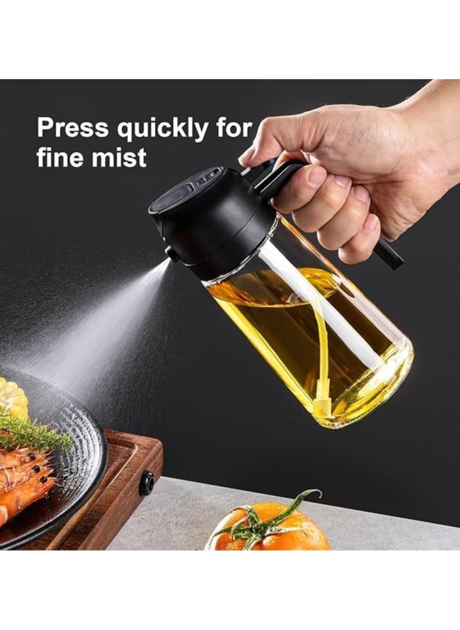 F.A.M.S Oil Dispenser Bottle – 470ml Glass Oil Sprayer, 2-in-1 Spray & Pour Design with Fine Mist and Controlled Flow Nozzle – For Cooking, Air Fryer, BBQ, Salad, Baking – Refillable & Leak-Proof  - Image 2