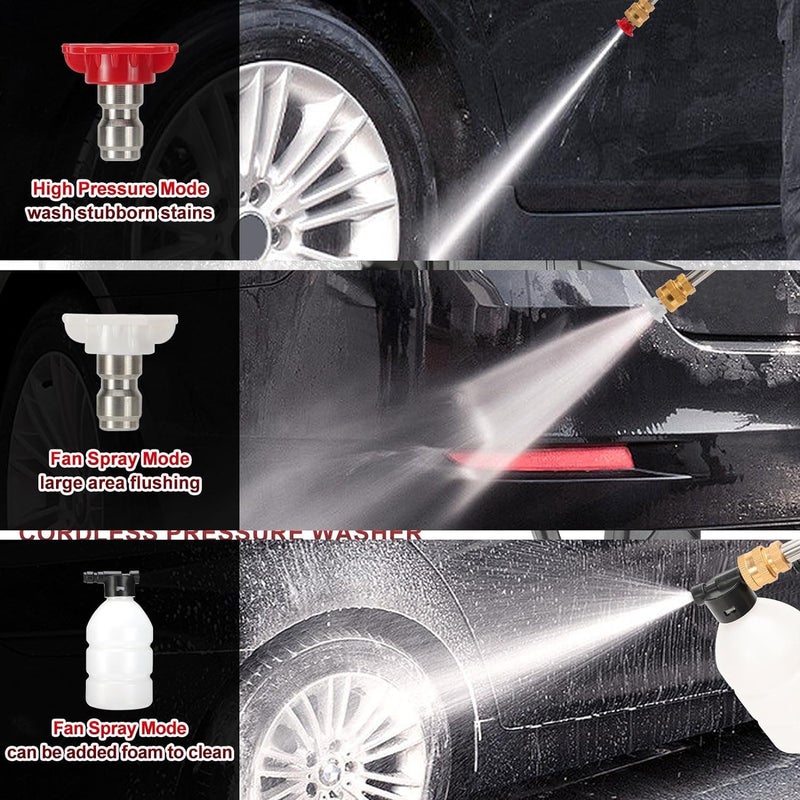 Foliam 48V Portable Pressure Washer with Rechargeable Double Battery Cordless Pressure Washer Gun Cordless Power Washer Gun Handheld Pressure Washer for Car Floor Cleaning Double Battery - Image 4