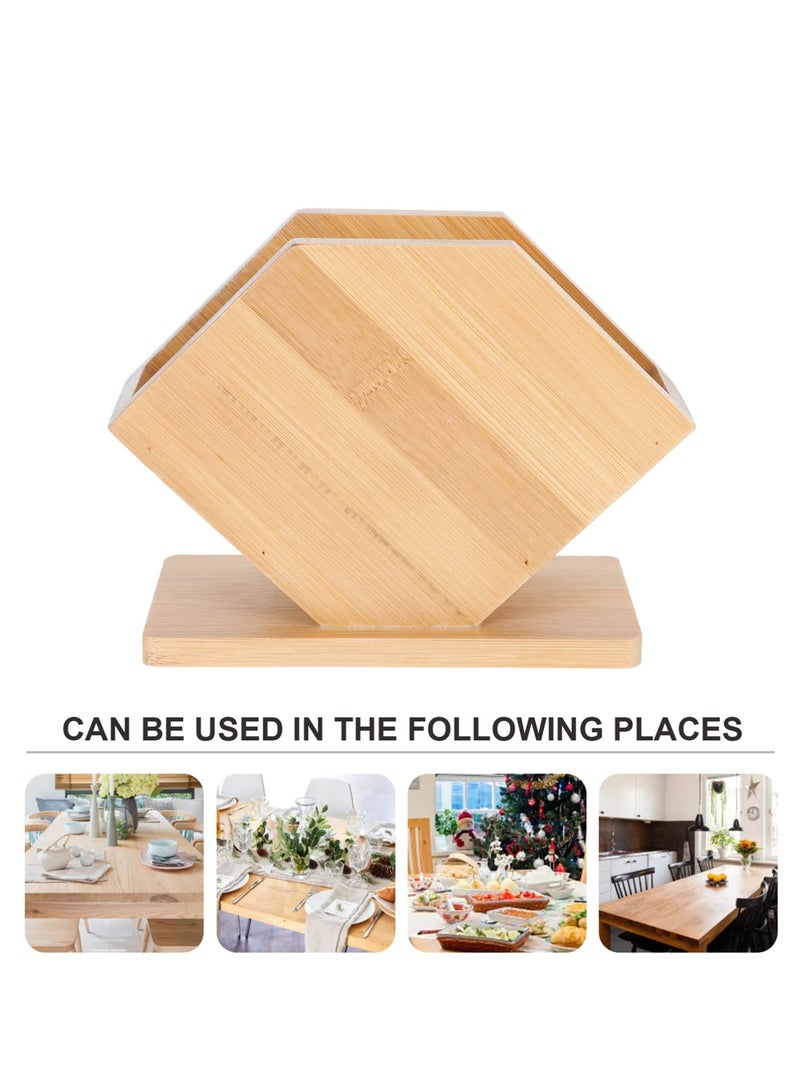 Excefore Napkin Holder, Bamboo Napkin Holder, Vintage Farmhouse Kitchen Napkin Holder, for Farmhouse Kitchen Countertop Dining Table Wedding Home Decor, Restaurant, Countertop  - Image 3