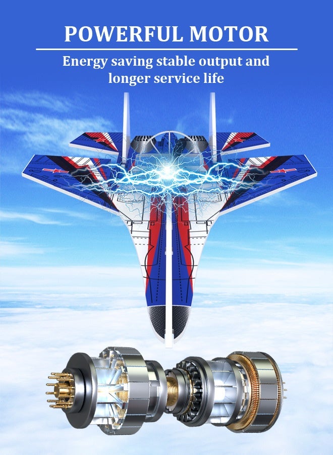 Joudiplay Foam electric plane, Su-27 fighter jet with twin wings, electric night light, rechargeable electric glider, crash-resistant model plane  - Image 5