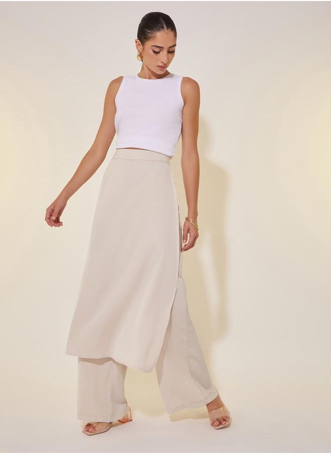 Take Two Solid 2in1 Layered Wide Leg Pants  - Image 1