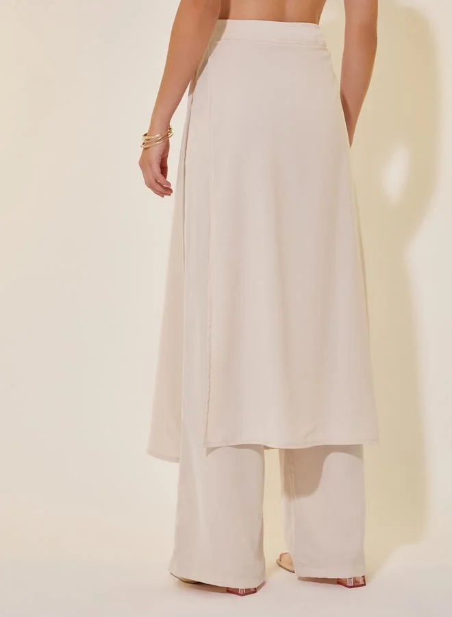 Take Two Solid 2in1 Layered Wide Leg Pants