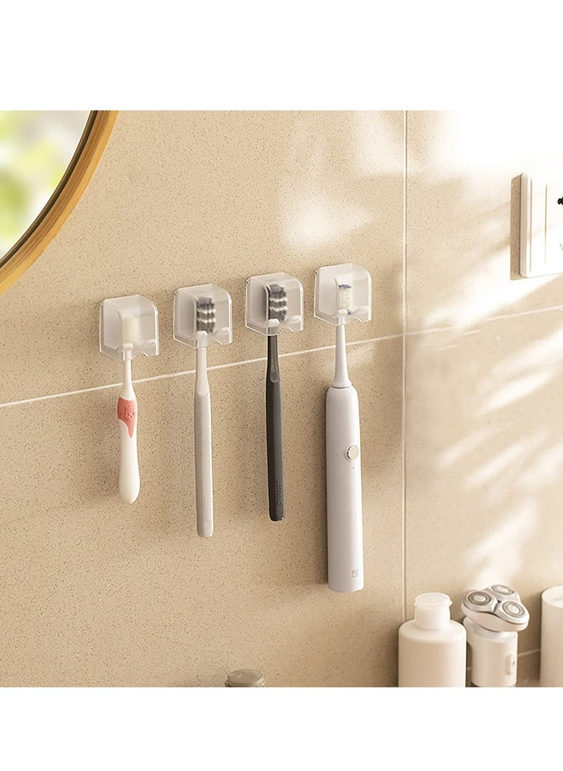 Excefore 4 PCS Toothbrush Holder Wall Mounted with Cover, Self Adhesive Toothbrush Storage Organizer, Travel Toothbrush Head Covers Caps, Suitable for Travel, Camping, Bathroom, School - Image 4