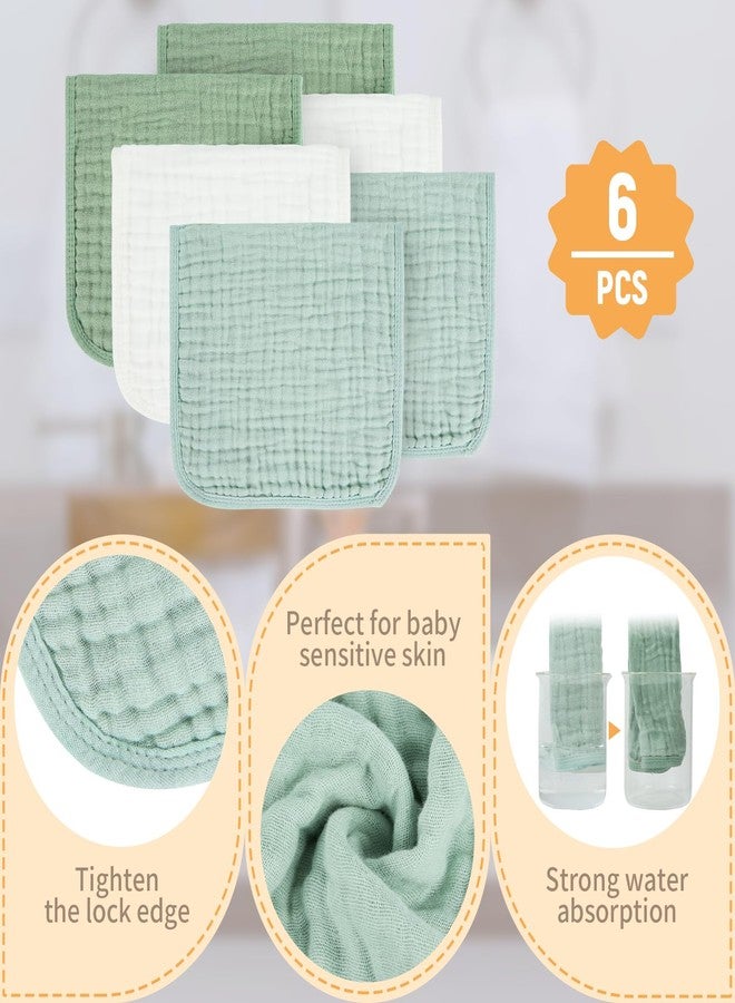 MIGIOL Baby Burp Cloth 100% Cotton Newborn Cotton Muslin Burp Cloth 10x20 inches (White & Green 6 Pieces) - Image 3