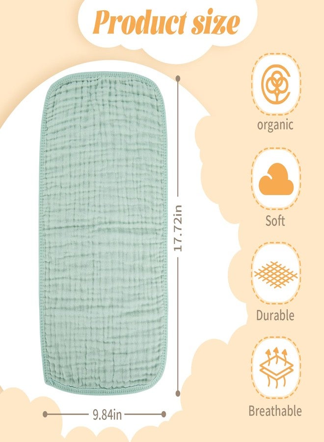 MIGIOL Baby Burp Cloth 100% Cotton Newborn Cotton Muslin Burp Cloth 10x20 inches (White & Green 6 Pieces) - Image 2