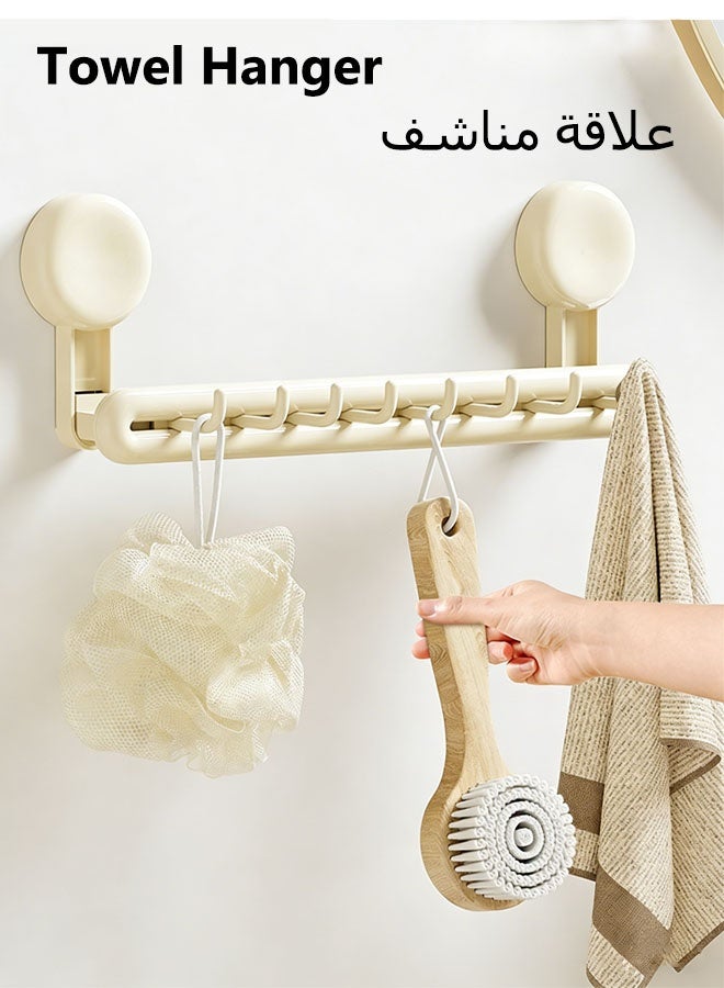 حامل المناشف,حامل مناشف جداري,رفوف مناشف للحمام,حامل مناشف متعدد الاستخدامات، رف مناشف بثمانية خطافات، رف تخزين مناشف مزود بأكواب شفط، رف تعليق ملابس ومناشف، حامل مناشف قابل للإزالة بدون حفر، مناسب للمطبخ والحمام - Image 1