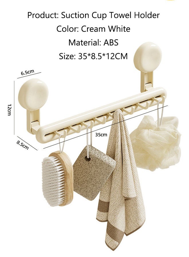 حامل المناشف,حامل مناشف جداري,رفوف مناشف للحمام,حامل مناشف متعدد الاستخدامات، رف مناشف بثمانية خطافات، رف تخزين مناشف مزود بأكواب شفط، رف تعليق ملابس ومناشف، حامل مناشف قابل للإزالة بدون حفر، مناسب للمطبخ والحمام - Image 2