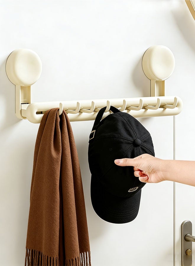 حامل المناشف,حامل مناشف جداري,رفوف مناشف للحمام,حامل مناشف متعدد الاستخدامات، رف مناشف بثمانية خطافات، رف تخزين مناشف مزود بأكواب شفط، رف تعليق ملابس ومناشف، حامل مناشف قابل للإزالة بدون حفر، مناسب للمطبخ والحمام - Image 3