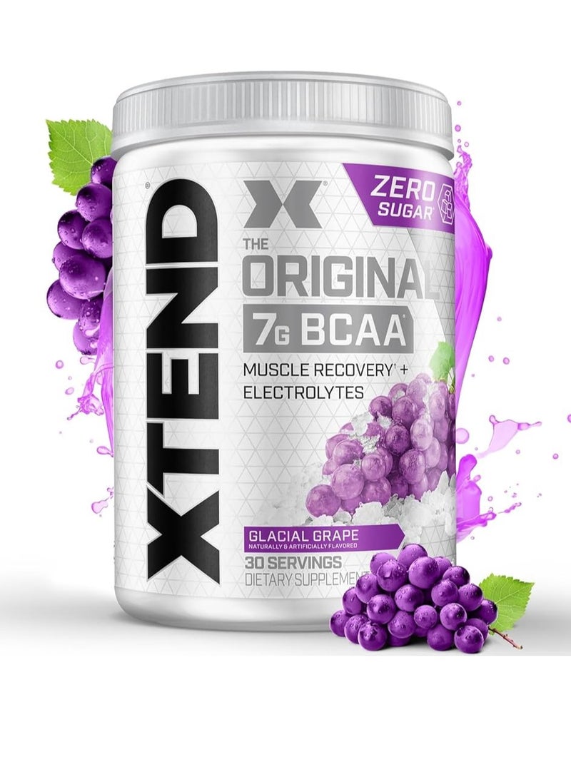 اسكتيند مسحوق XTEND BCAA الأصلي - العنب الجليدي، تعافي العضلات مع 7 جم BCAA والإلكتروليتات، خالي من السكر، 30 وجبة 