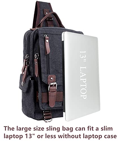 Leaper Retro Crossbody Bag Sling Bag Canvas Messenger Bag for Men Women Shoulder Bag Crossbody Handbags Satchel Purplish Red, L - Image 3