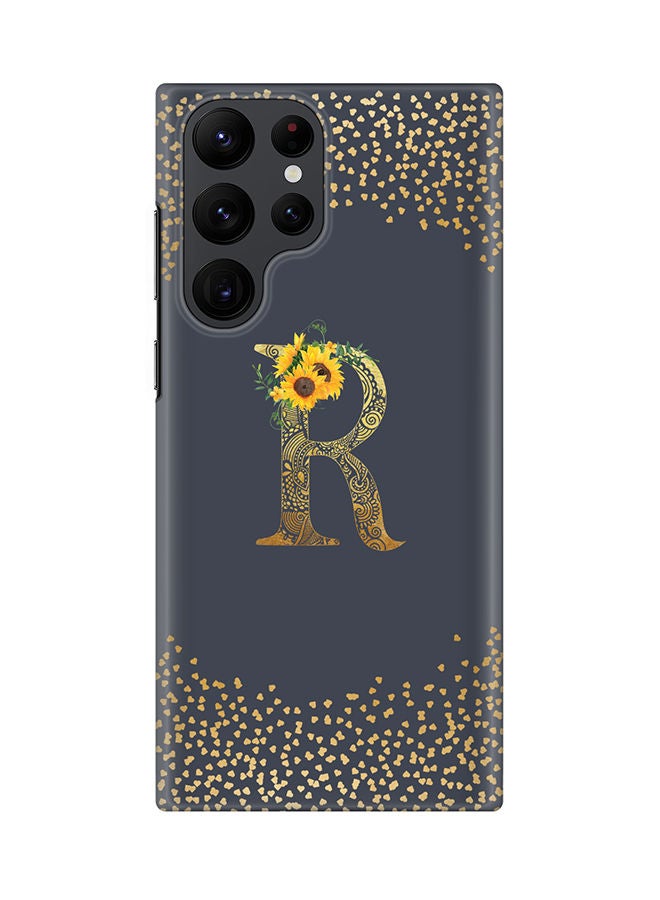 Stylizedd Monogram Slim Cover for Samsung Galaxy S22 Ultra 5G Case Custom Initials Letter Floral Pattern Snap Series Mobile Cover Matte Alphabet  - R (Grey) - Image 1