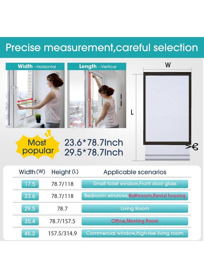 Coavas Coavas Window Privacy Film Frosted Glass Static Cling UV Sun Blocking Heat Control Window Tint Day and Night Insulation Home Bathroom Door Decorative Frosting Cover (35.4 x 157.5 Inch, Pure)  - Image 5