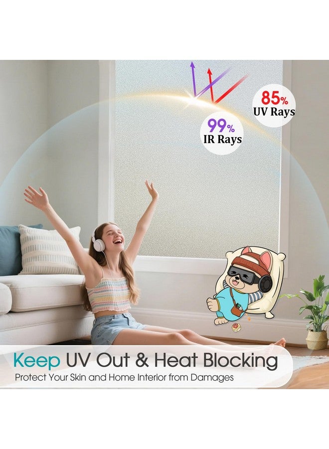 Coavas Coavas Window Privacy Film Frosted Glass Static Cling UV Sun Blocking Heat Control Window Tint Day and Night Insulation Home Bathroom Door Decorative Frosting Cover (35.4 x 157.5 Inch, Pure)  - Image 4