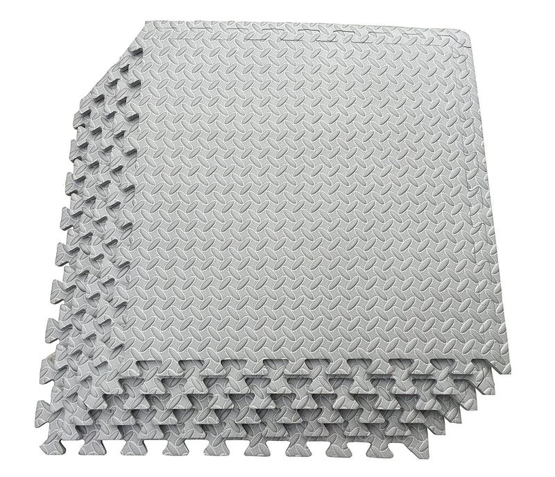 Kobo AC-62 Puzzle Exercise Mat, EVA Foam Interlocking Tiles, Protective Flooring for Gym Equipment and Cushion for Workouts (6 Feet x 4 Feet) (Grey) - Image 1