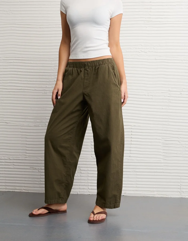 American Eagle  AE Low-Rise Pull-On Barrel Pant for Women | Best Price UAE