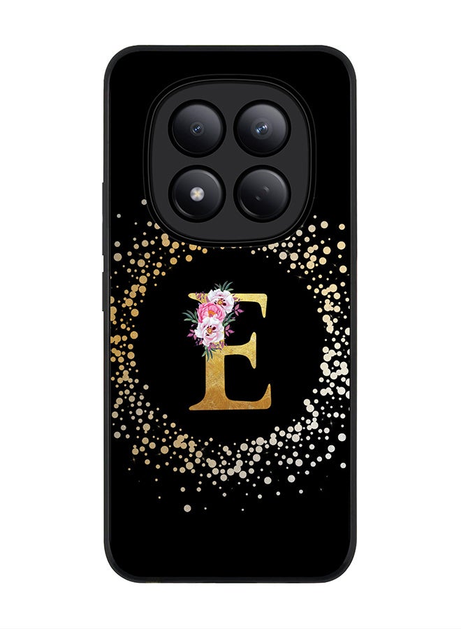 For Xiaomi Redmi Note 15 Pro 4G Case,Slim fit Camera Protection, Shockproof Thin Phone cover  - Custom Monogram Floral - E ( Black )