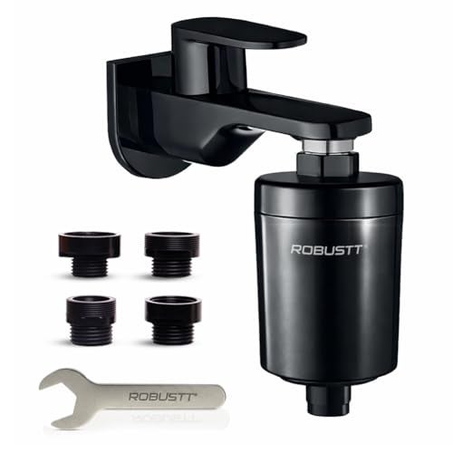 Robustt Zyra 15 stage Shower/Tap Filter & Water Softener for Home (Black) | Reduces Hair Fall, Skin Dryness & Limescale| Hard Water Filter For Tap, Shower, Handshower| For Municipal/Chlorine Water - Image 1