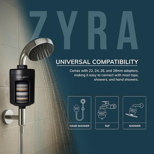 Robustt Zyra 15 stage Shower/Tap Filter & Water Softener for Home (Black) | Reduces Hair Fall, Skin Dryness & Limescale| Hard Water Filter For Tap, Shower, Handshower| For Municipal/Chlorine Water - Image 3