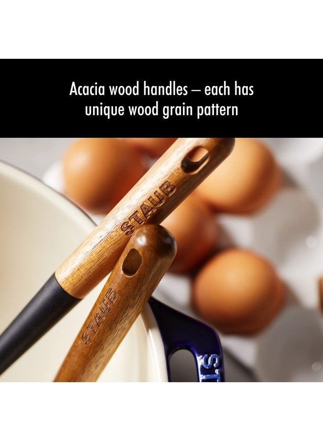 STAUB Silicone Spatula Turner, Perfectly Angled for Lifting Pancakes, Sandwiches and Picking up Veggies Durable BPA-Free Matte Black Silicone, Acacia Wood Handles, Safe for Nonstick Cooking Surfaces - Image 3