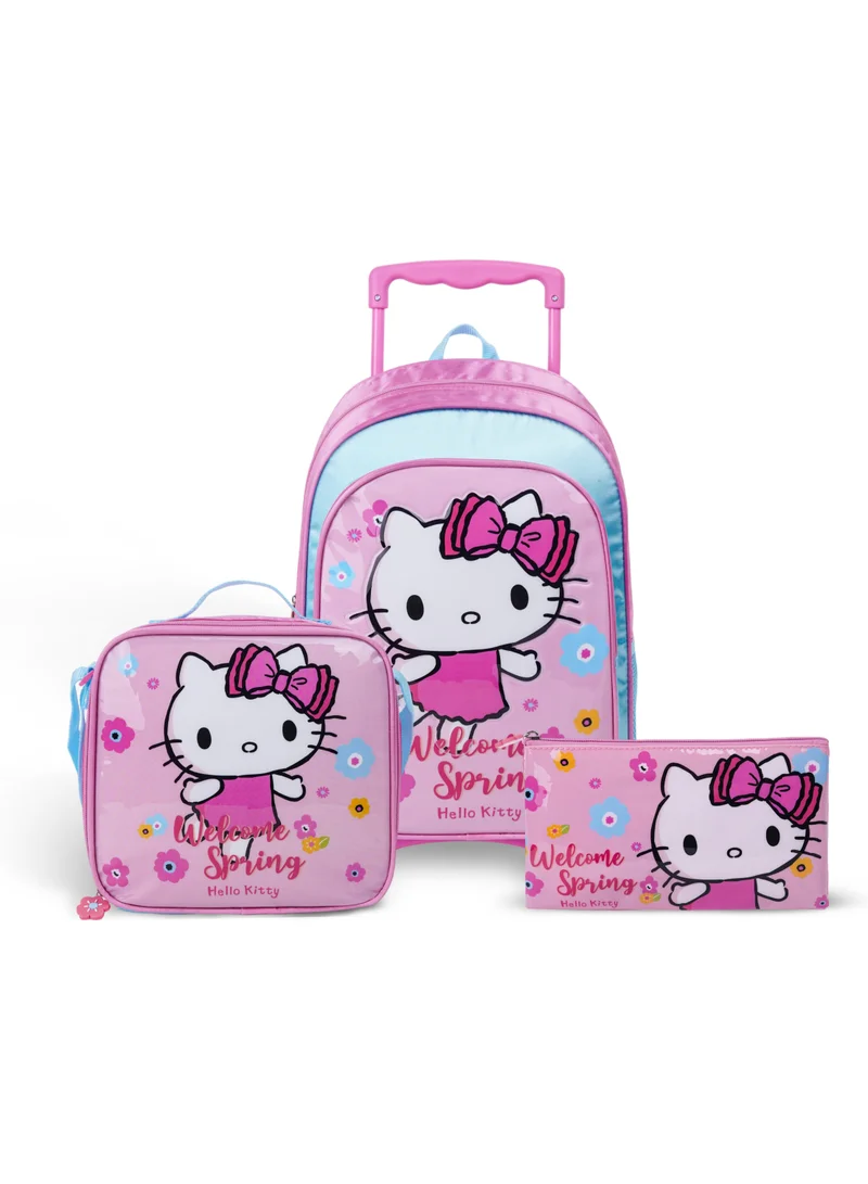 سانريو مجموعة عربة هالو كيتي سانريو الربيعية  في  مقاس  بوصة حقيبة غداء وحقيبة أقلام وعلبة تغليف