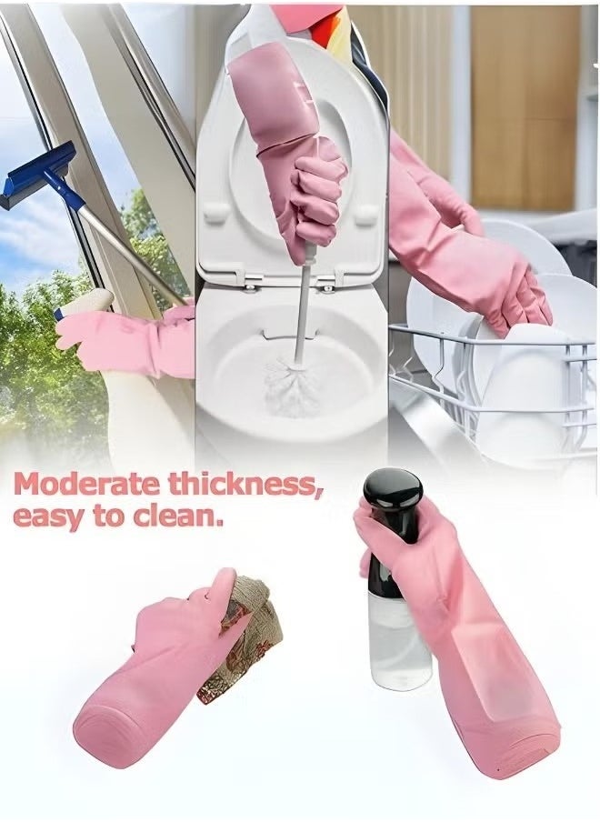 REXO Reusable rubber gloves for cleaning, kitchen and garden to keep hands free from mess, large size, pink.  - Image 2