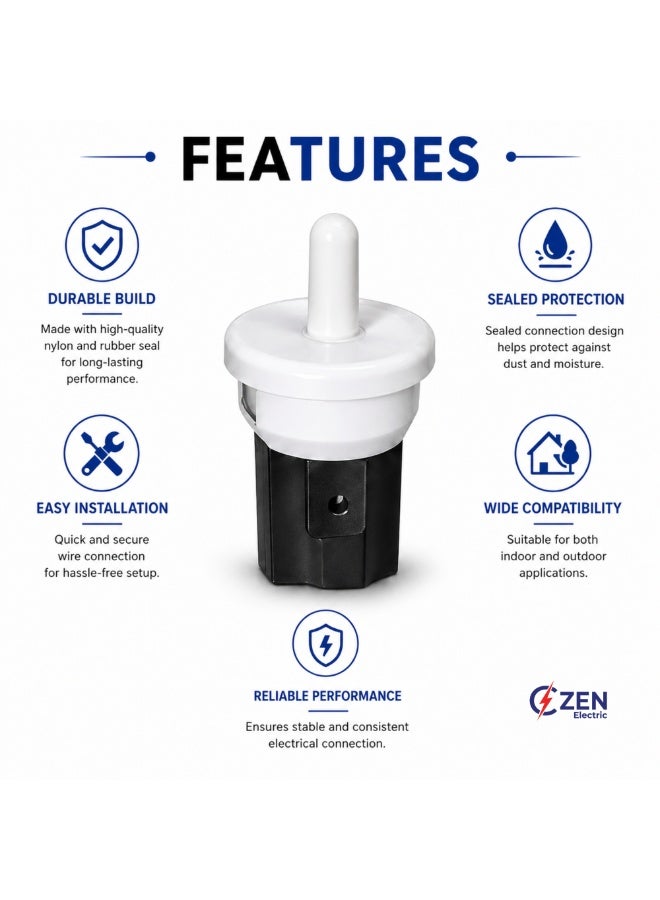 CZEN ELECTRIC Cabinet Door Plunger Switch (NC), 2.5A 250V Normally Closed White Switch – Wardrobe, Cabinet & Refrigerator Light Control, Compact Furniture Door Switch (Pack of 4) - Image 2